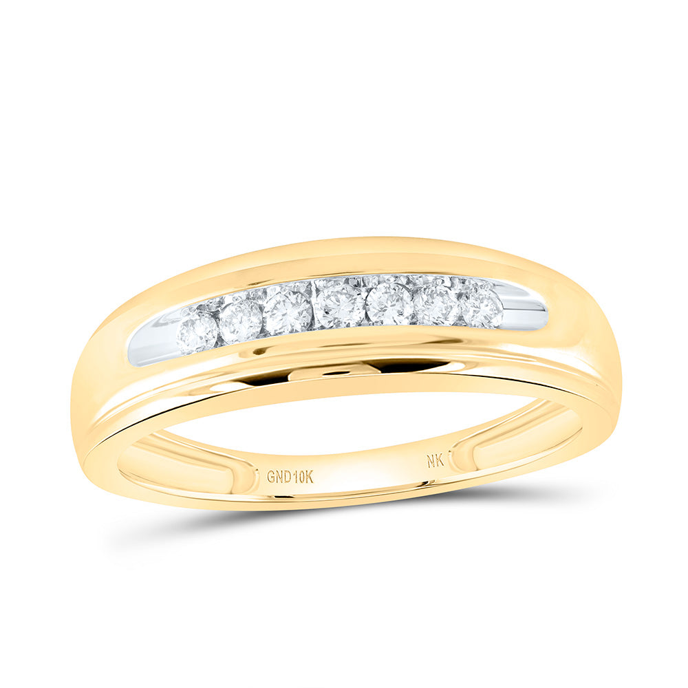 10kt Yellow Gold Mens Round Diamond Wedding Channel-set Band Ring 1/4 Cttw