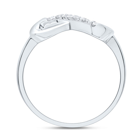 10kt White Gold Womens Round Diamond Infinity Band Ring 1/20 Cttw