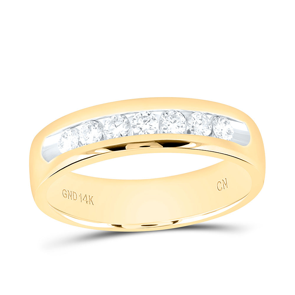 14kt Yellow Gold Mens Round Diamond Wedding Single Row Band Ring 1/2 Cttw