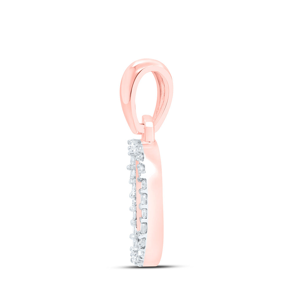 10kt Rose Gold Womens Round Diamond D Initial Letter Pendant 1/10 Cttw