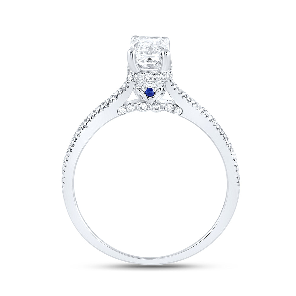 14kt White Gold Emerald Diamond Solitaire Bridal Wedding Engagement Ring 1 Cttw