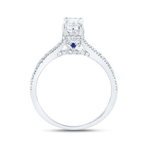14kt White Gold Emerald Diamond Solitaire Bridal Wedding Engagement Ring 1 Cttw