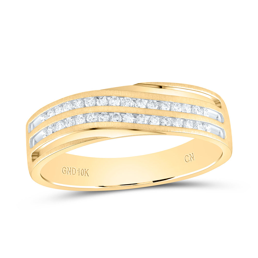 10kt Yellow Gold Mens Round Diamond Wedding Band Ring 1/4 Cttw