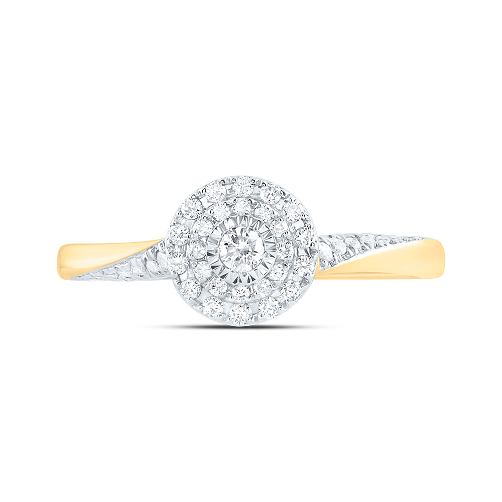 10kt Yellow Gold Womens Round Diamond Cluster Ring 1/4 Cttw