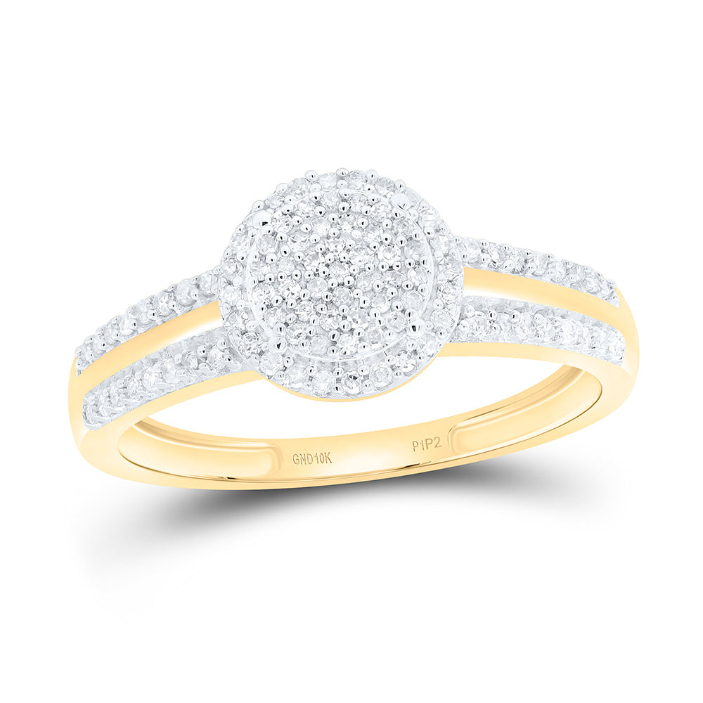 10kt Yellow Gold Round Diamond Circle Cluster Bridal Wedding Engagement Ring 1/4 Cttw