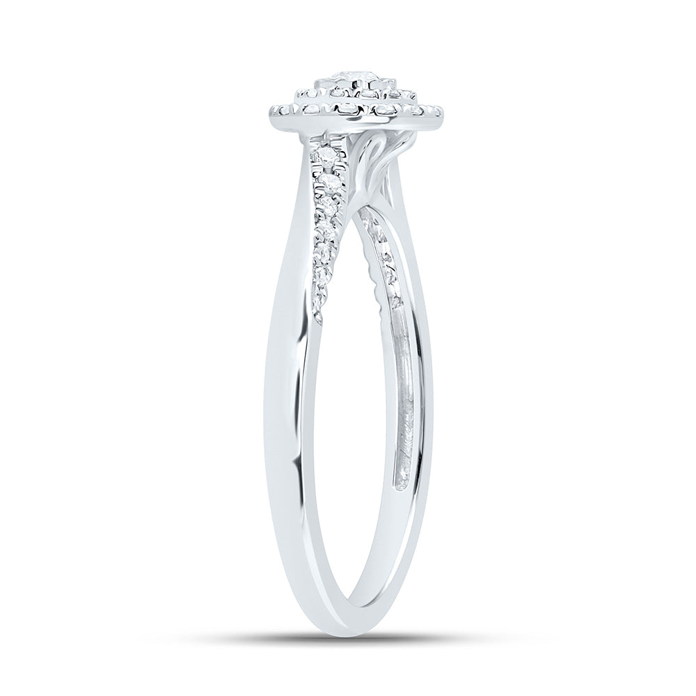 10kt White Gold Womens Round Diamond Cluster Ring 1/4 Cttw