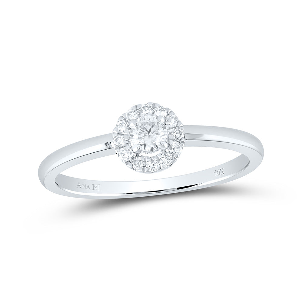 10kt White Gold Womens Round Diamond Solitaire Stackable Band Ring 1/5 Cttw