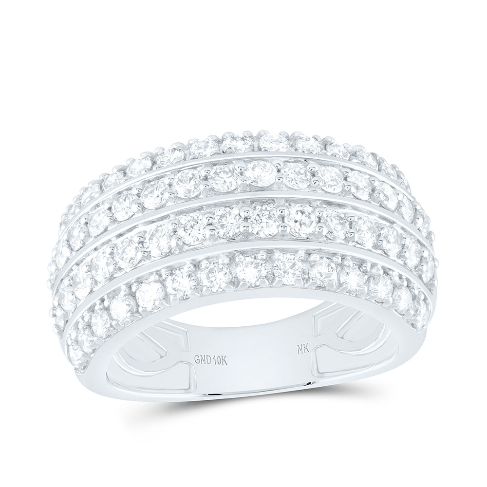 10kt White Gold Womens Round Diamond 4-Row Fashion Ring 1-5/8 Cttw