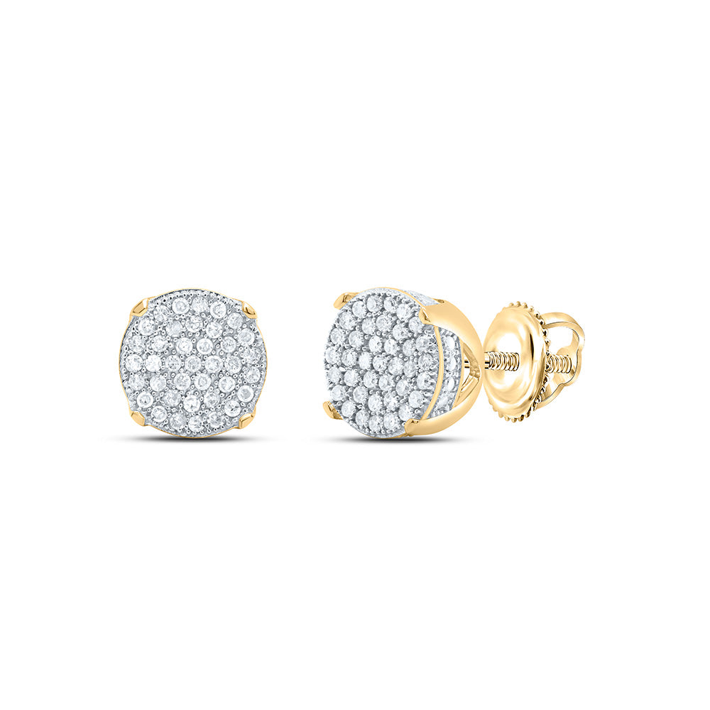 10kt Yellow Gold Round Diamond Circle Cluster Stud Earrings 1/4 Cttw