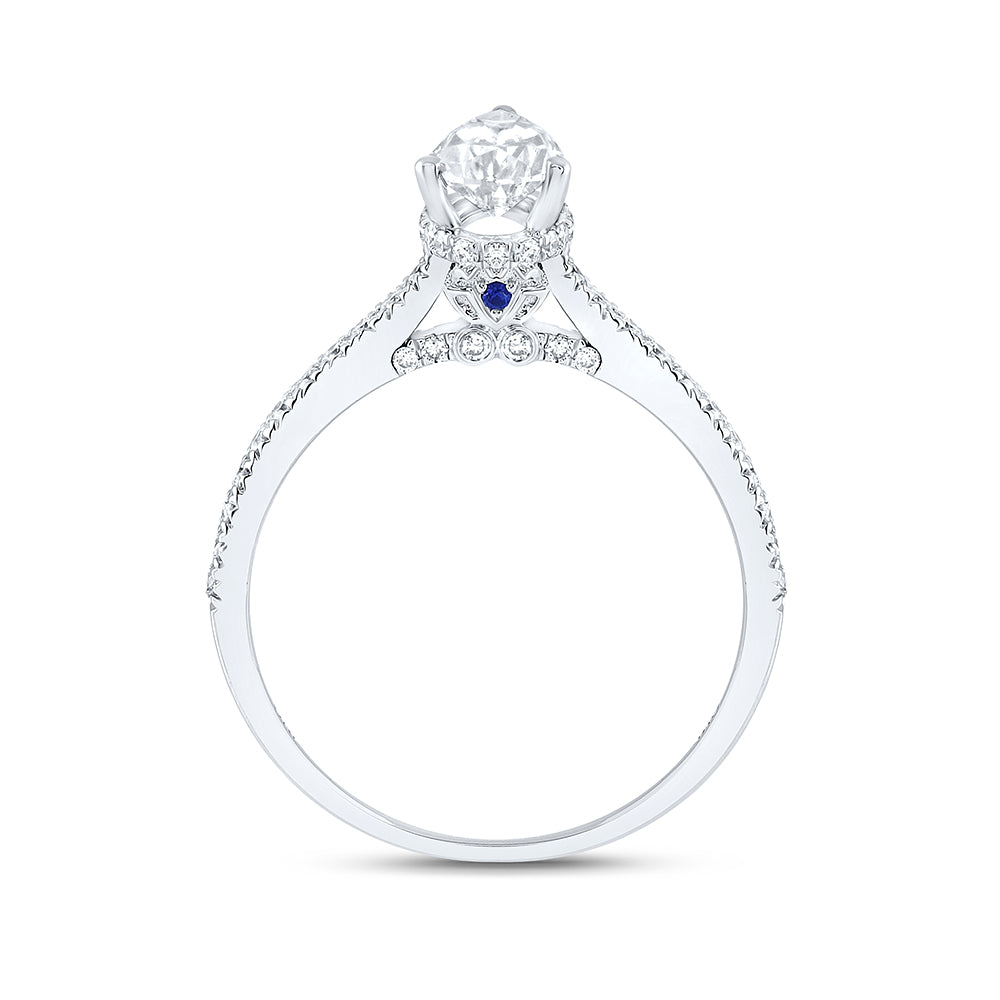14kt White Gold Pear Diamond Solitaire Bridal Wedding Engagement Ring 1 Cttw