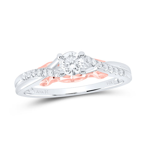 14kt White Gold Round Diamond Solitaire Bridal Wedding Engagement Ring 1/3 Cttw