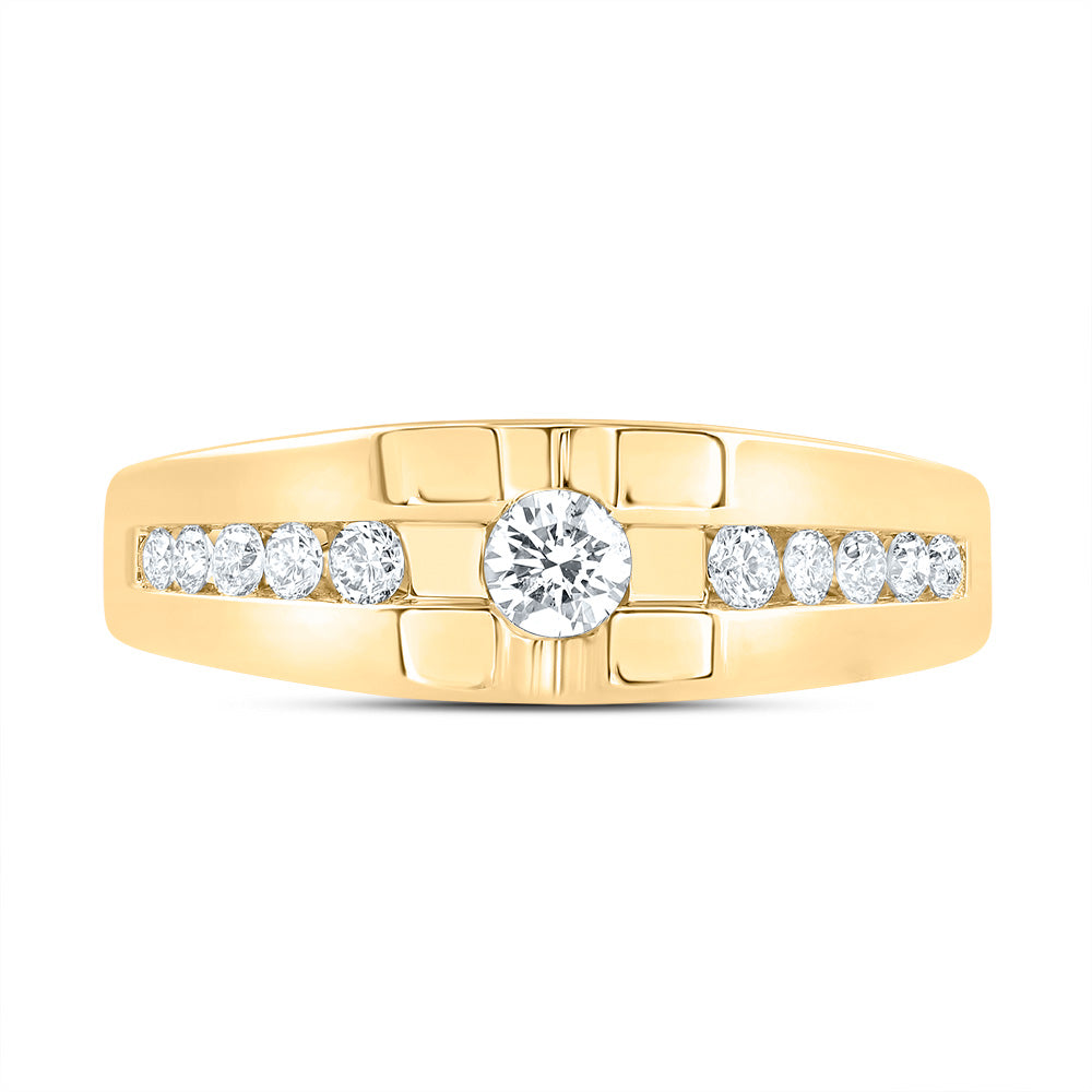 10kt Yellow Gold Mens Round Diamond Solitaire Band Ring 1/2 Cttw