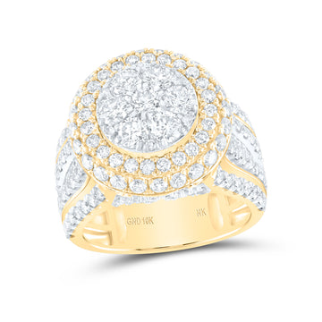 10kt Yellow Gold Womens Round Diamond Cluster Ring 3 Cttw