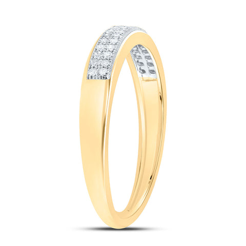 10kt Yellow Gold Womens Round Diamond Pave Band Ring 1/10 Cttw