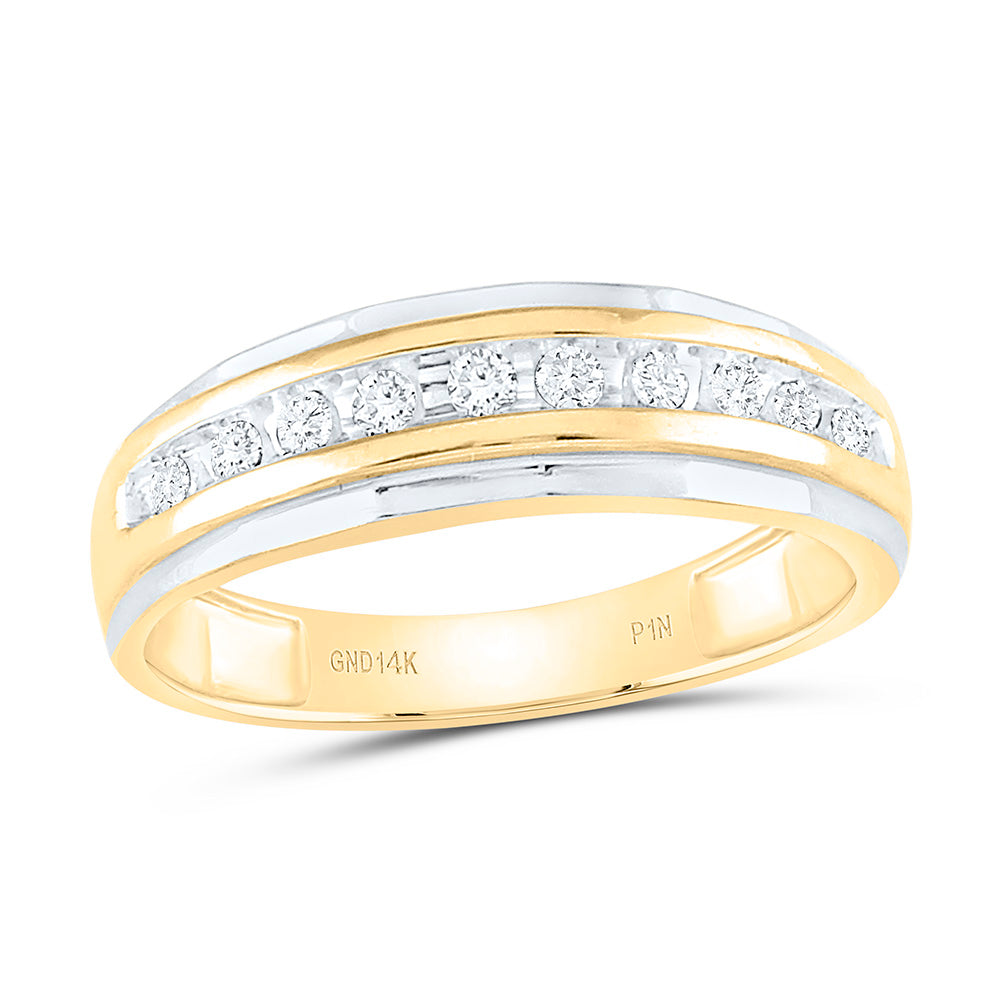 14kt Yellow Gold Mens Round Diamond Wedding Band Ring 1/4 Cttw
