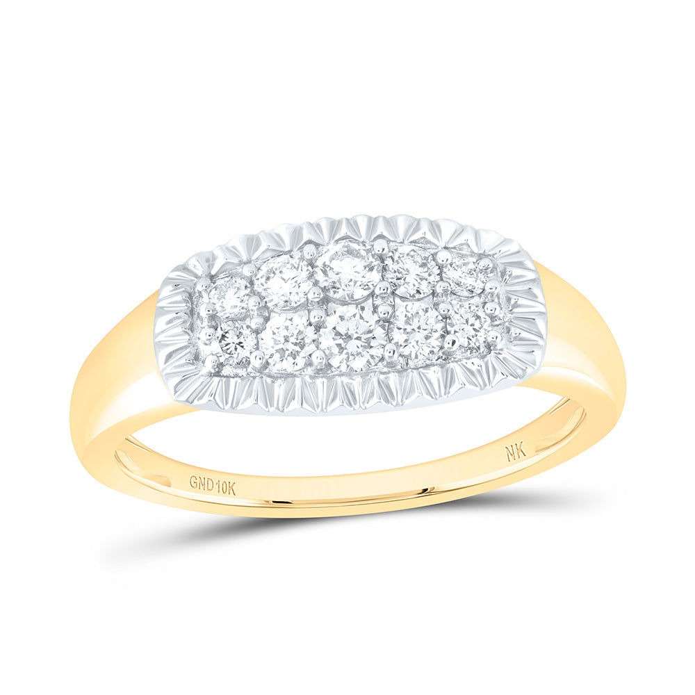 10kt Yellow Gold Mens Round Diamond Fluted Band Ring 1/2 Cttw