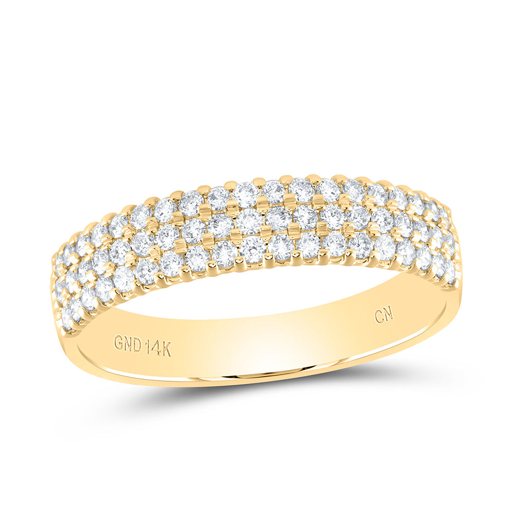 14kt Yellow Gold Womens Round Diamond Pave Band Ring 1/2 Cttw