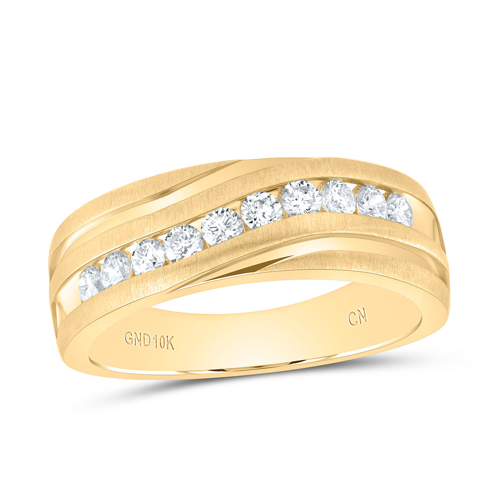 10kt Yellow Gold Mens Round Diamond Wedding Band Ring 1/2 Cttw