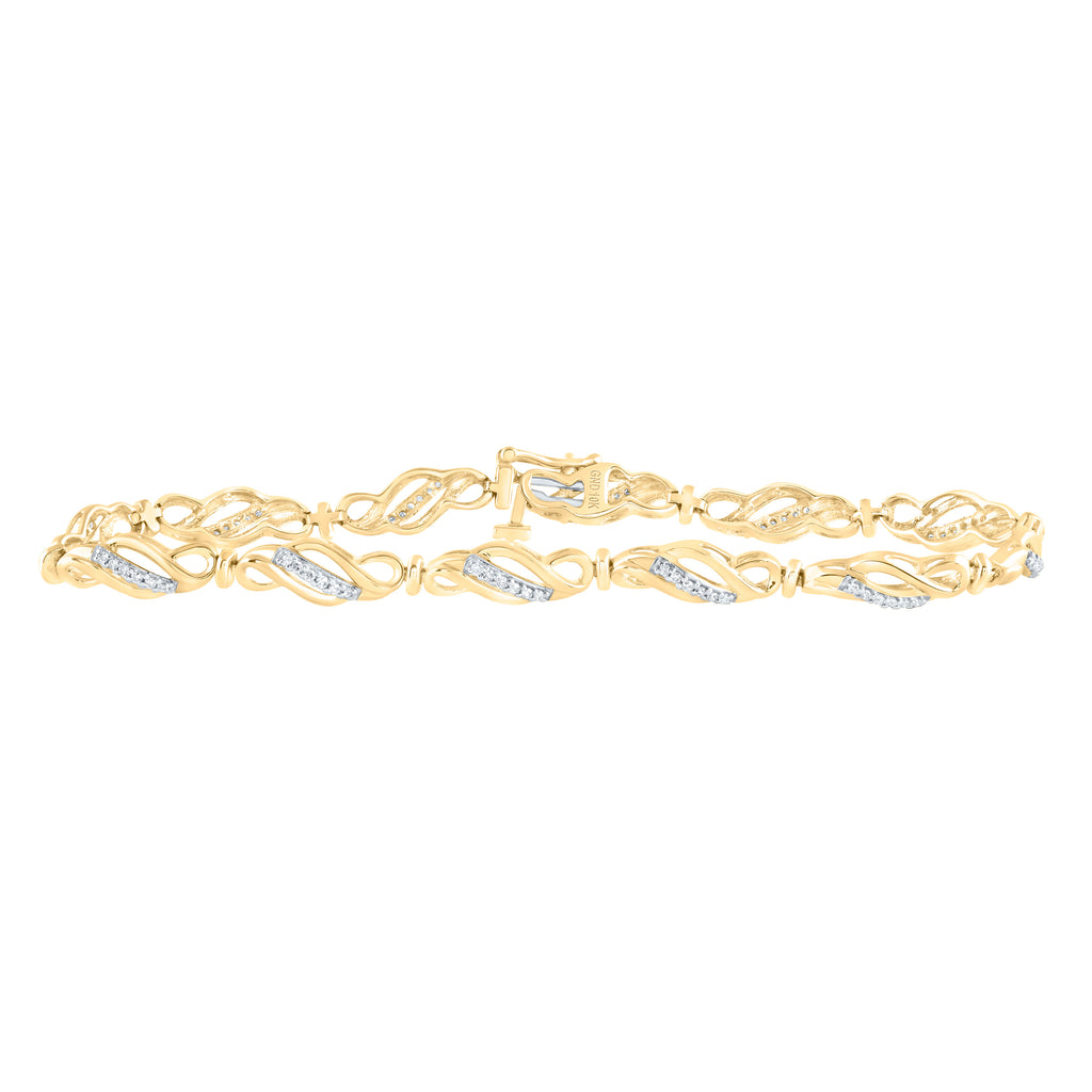 10kt Yellow Gold Womens Round Diamond Fashion Link Bracelet 1/3 Cttw