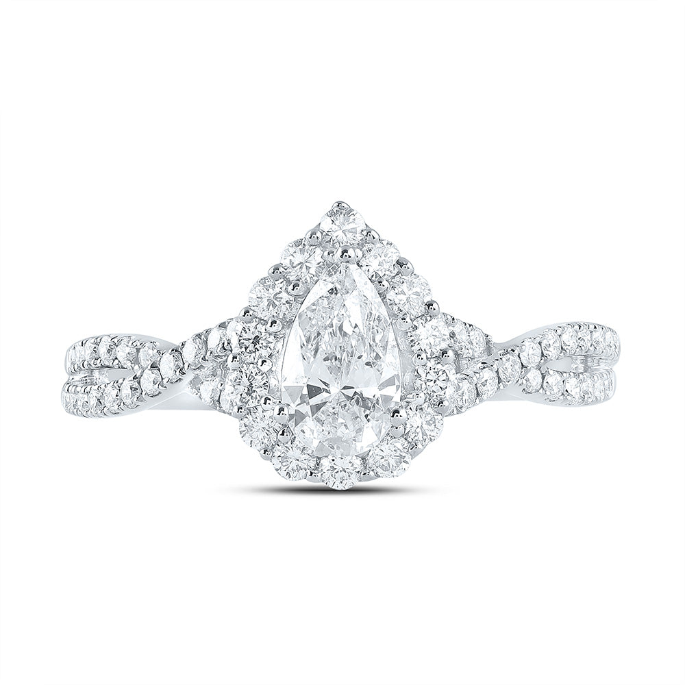 14kt White Gold Pear Diamond Solitaire Bridal Wedding Engagement Ring 1 Cttw