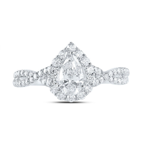 14kt White Gold Pear Diamond Solitaire Bridal Wedding Engagement Ring 1 Cttw
