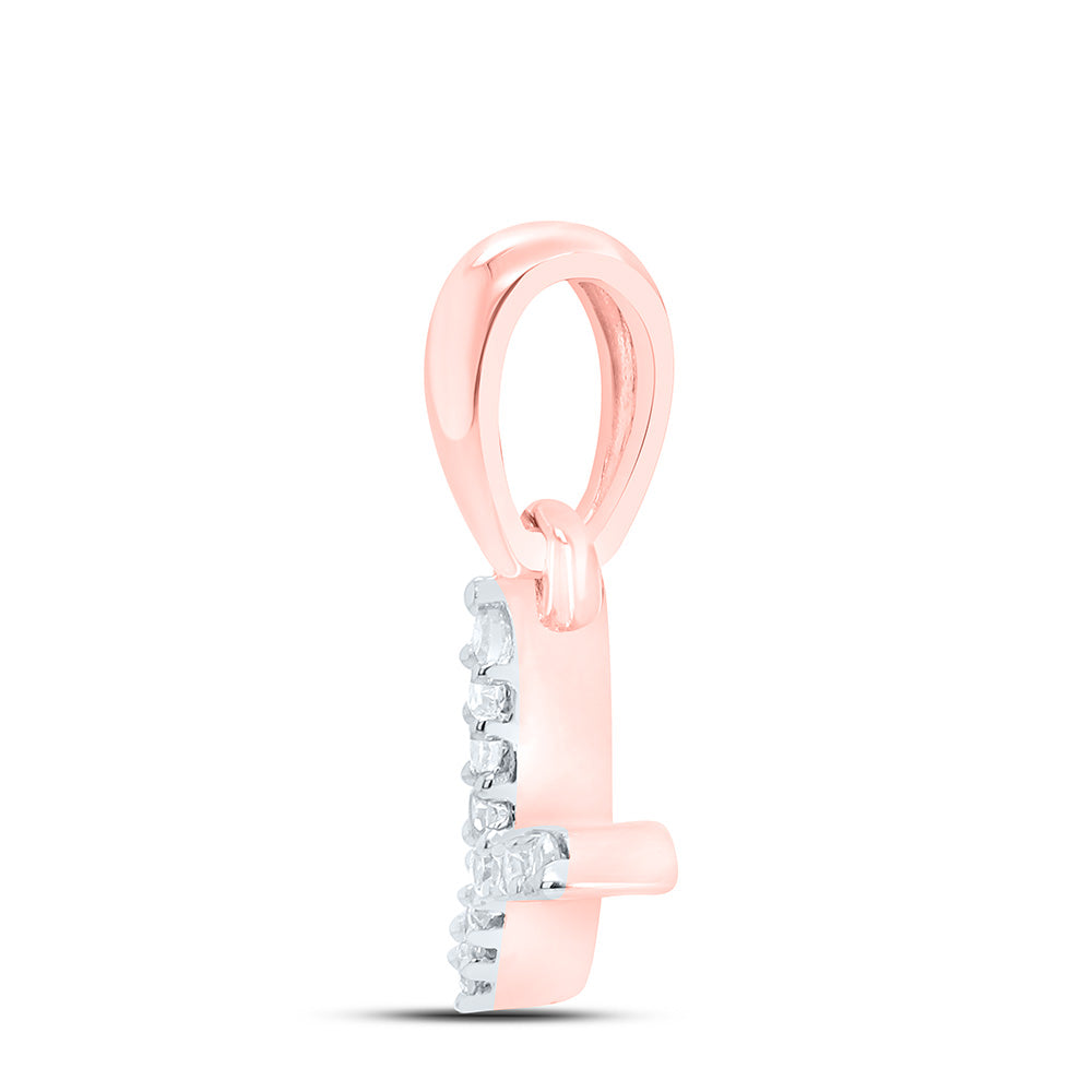 10kt Rose Gold Womens Round Diamond Y Initial Letter Pendant .03 Cttw
