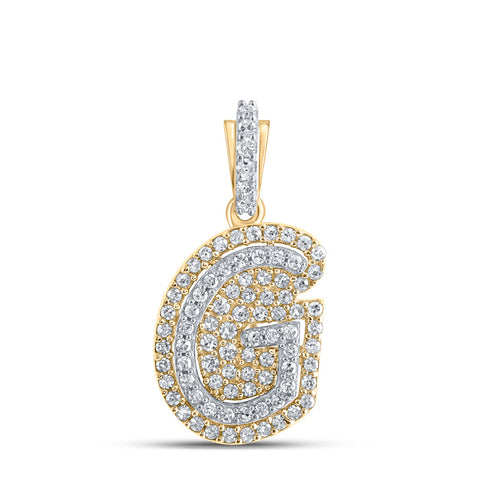 10kt Yellow Gold Womens Round Diamond G Initial Letter Pendant 1/5 Cttw