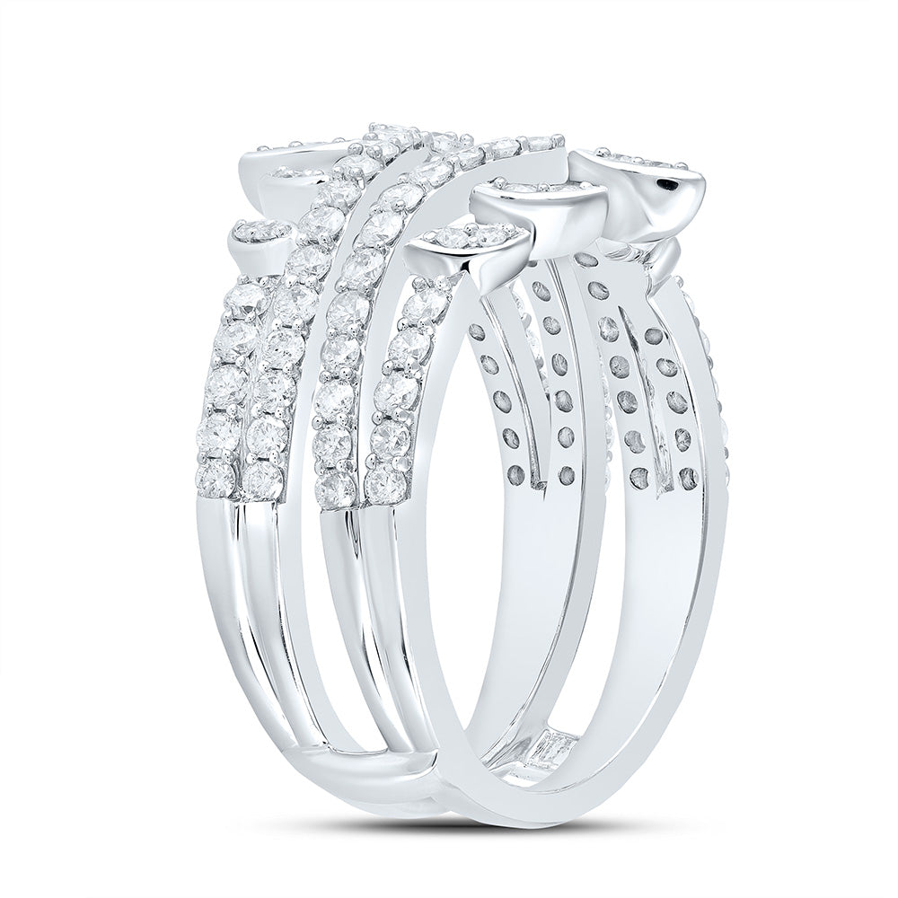 14kt White Gold Womens Round Diamond Wrap Enhancer Wedding Band 1 Cttw