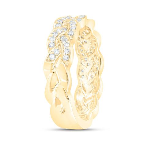 10kt Yellow Gold Womens Round Diamond Braid Band Ring 1/3 Cttw