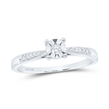 10kt White Gold Round Diamond Solitaire Bridal Wedding Engagement Ring 1/10 Cttw