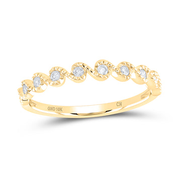 10kt Yellow Gold Womens Round Diamond Stackable Band Ring 1/6 Cttw