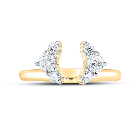 14kt Yellow Gold Womens Round Diamond Wrap Enhancer Wedding Band 1/2 Cttw