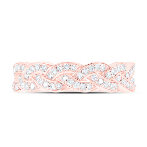 10kt Rose Gold Womens Round Diamond Braid Band Ring 1/3 Cttw