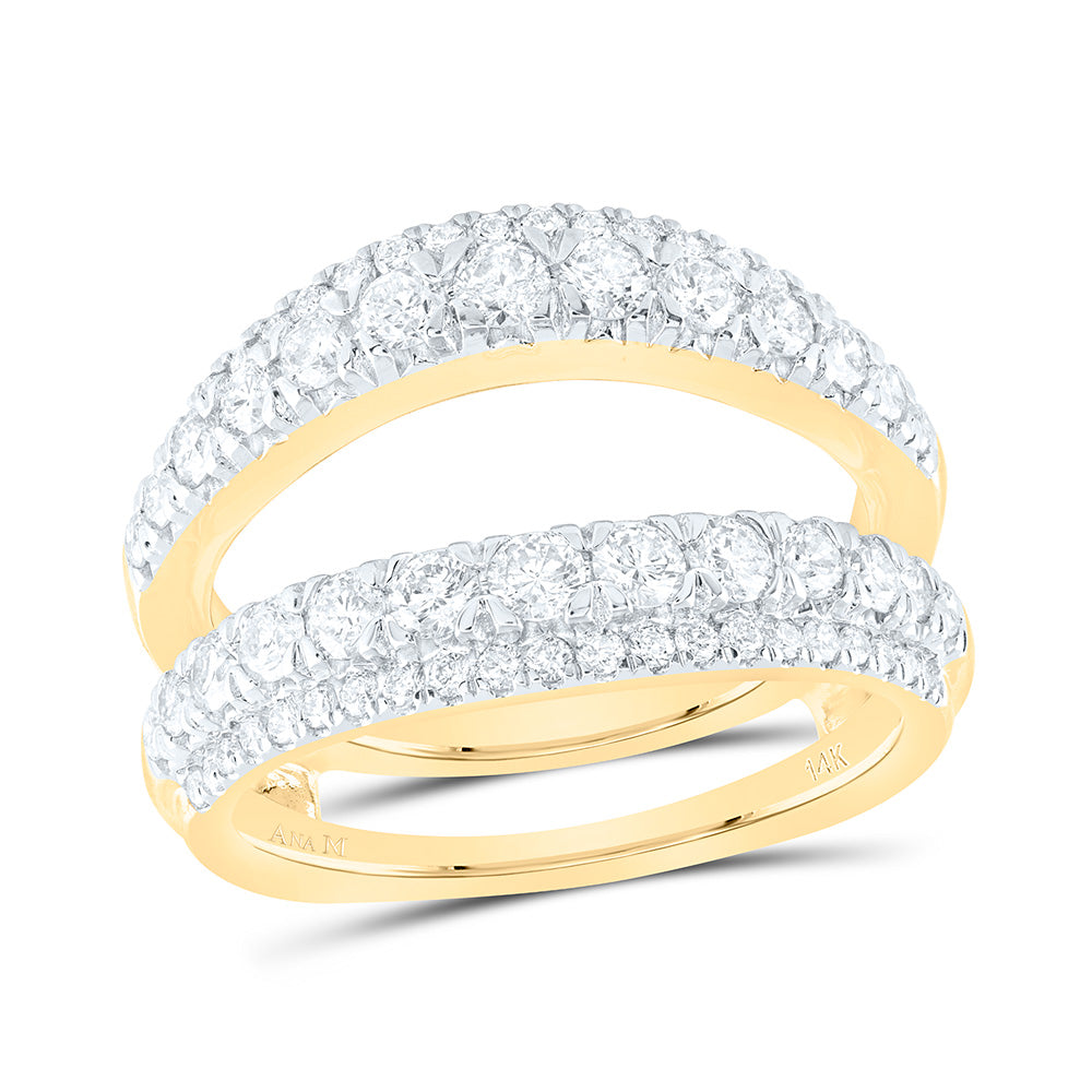 14kt Yellow Gold Womens Round Diamond Wrap Enhancer Wedding Band 1-1/4 Cttw