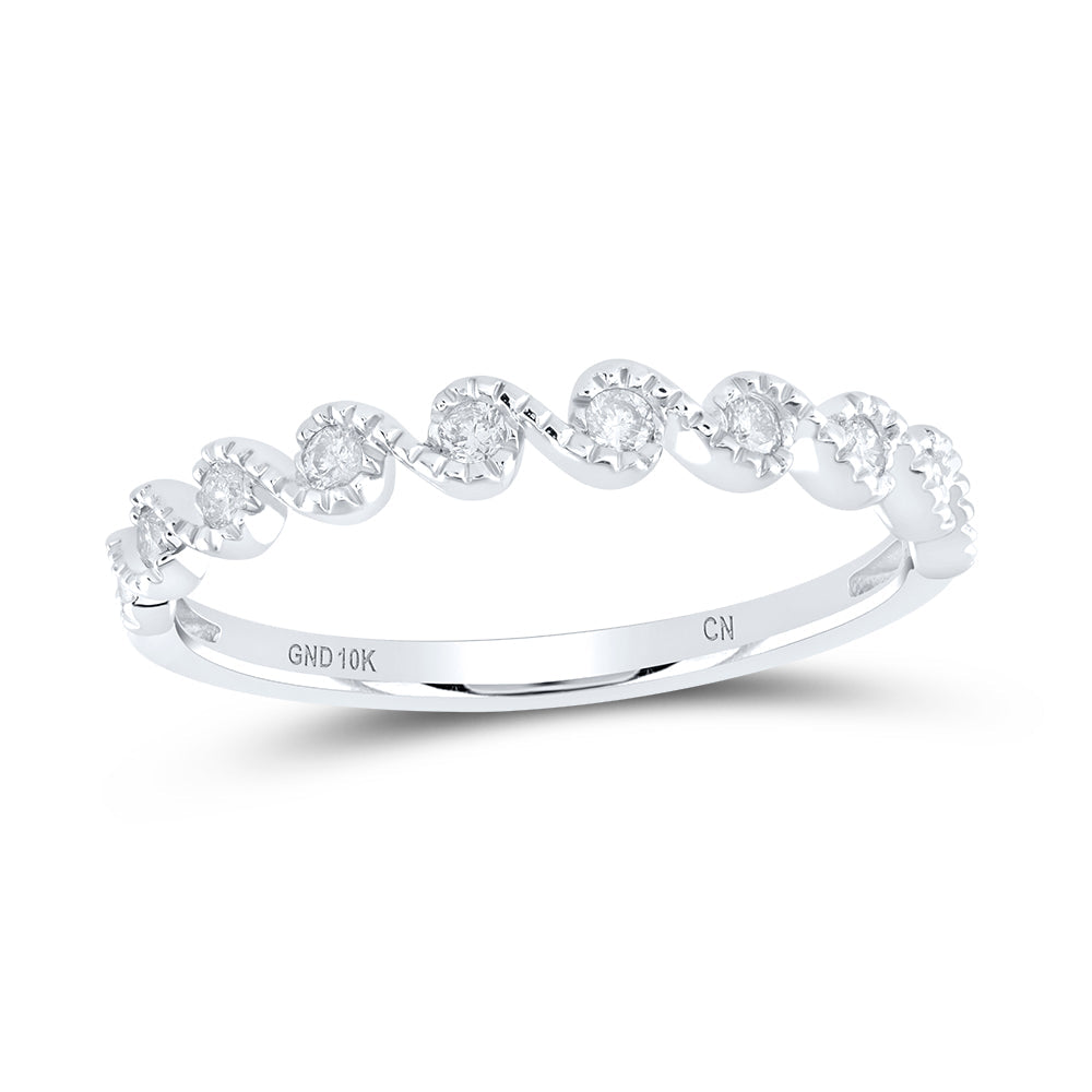 10kt White Gold Womens Round Diamond Stackable Band Ring 1/6 Cttw