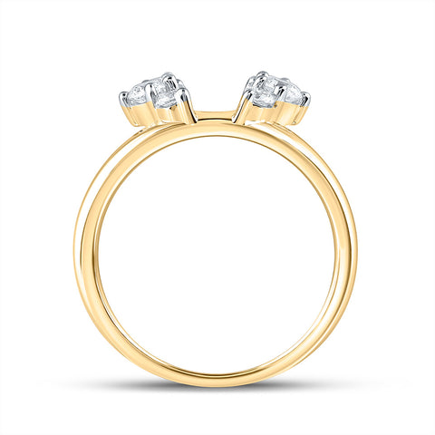 14kt Yellow Gold Womens Round Diamond Wrap Enhancer Wedding Band 1/2 Cttw