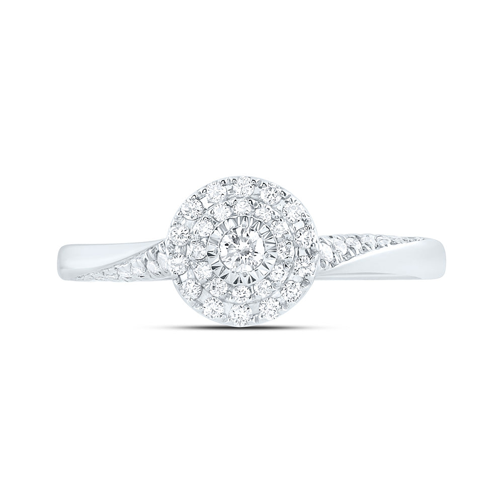 10kt White Gold Womens Round Diamond Cluster Ring 1/4 Cttw