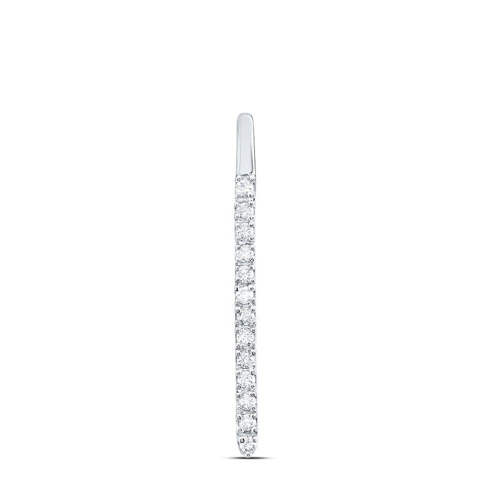 14kt White Gold Womens Round Diamond Bar Pendant 1/10 Cttw