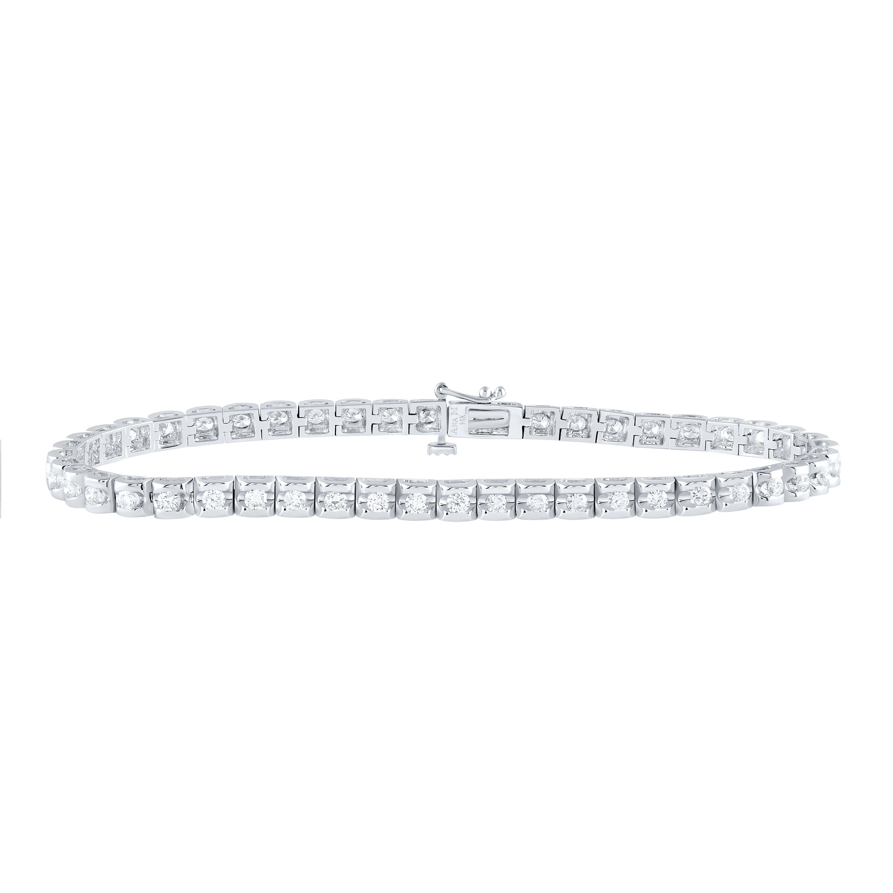 14kt White Gold Womens Round Diamond Studded Tennis Bracelet 1-1/2 Cttw