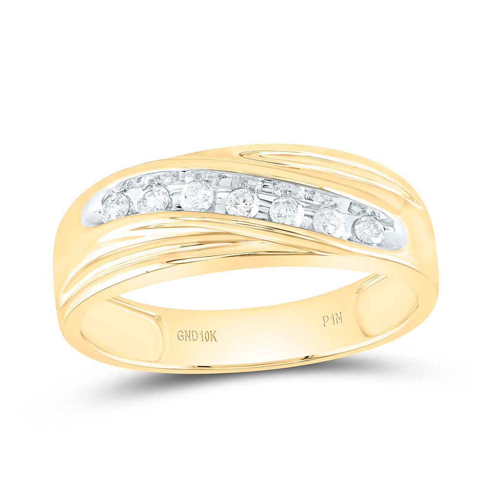 10kt Yellow Gold Mens Round Diamond Wedding Band Ring 1/4 Cttw