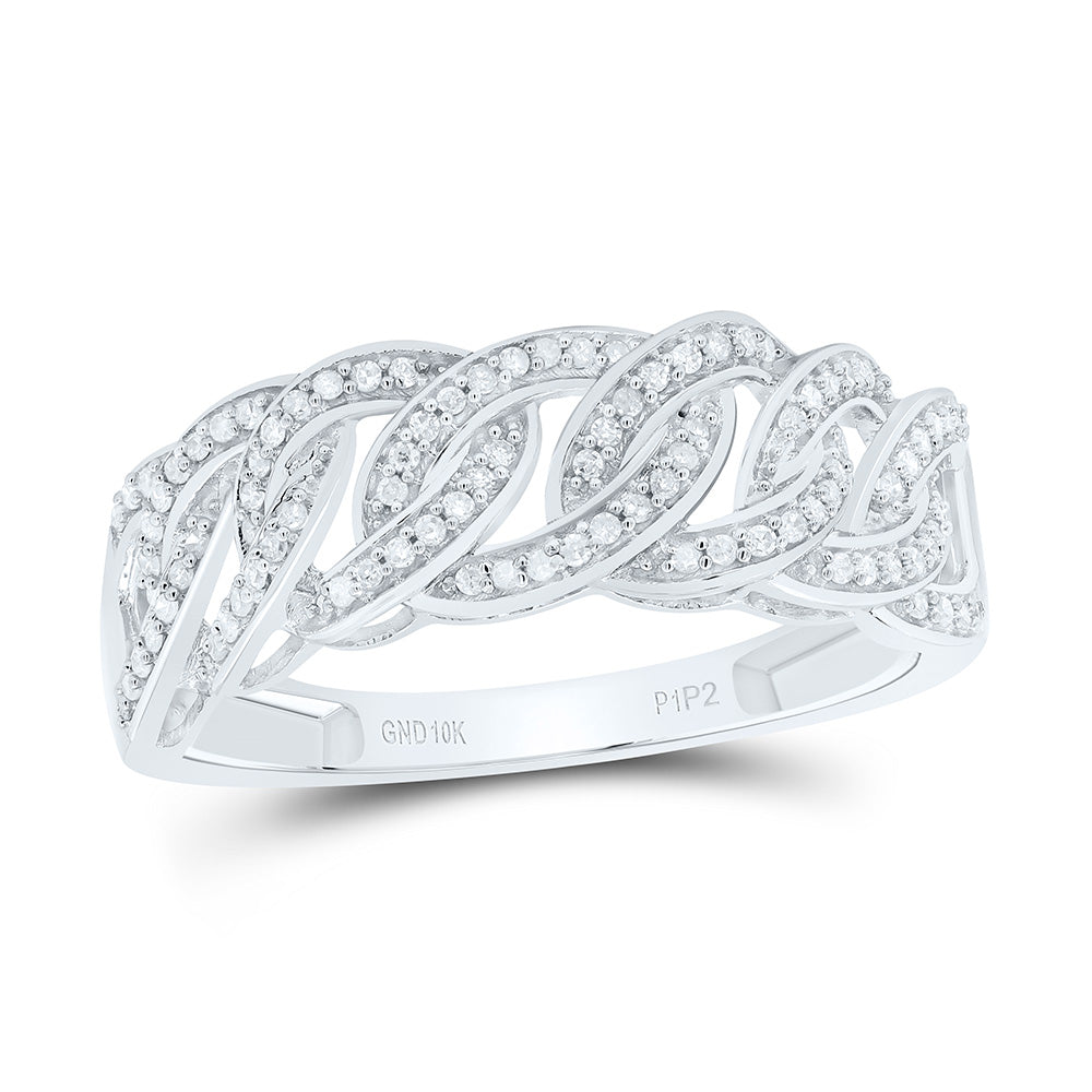 10kt White Gold Mens Round Diamond Curb Link Band Ring 1/4 Cttw