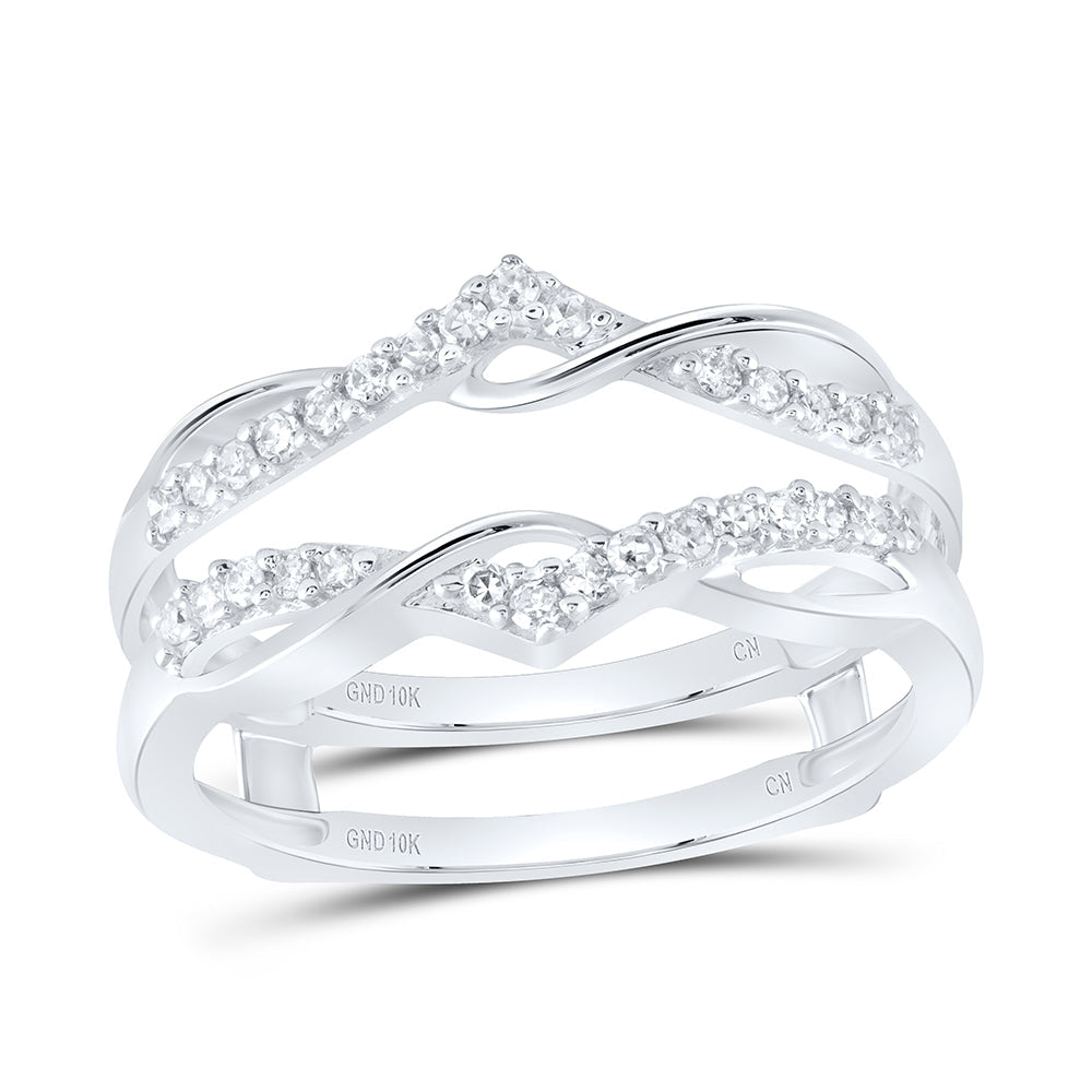 10kt White Gold Womens Round Diamond Solitaire Enhancer Wedding Band 1/4 Cttw