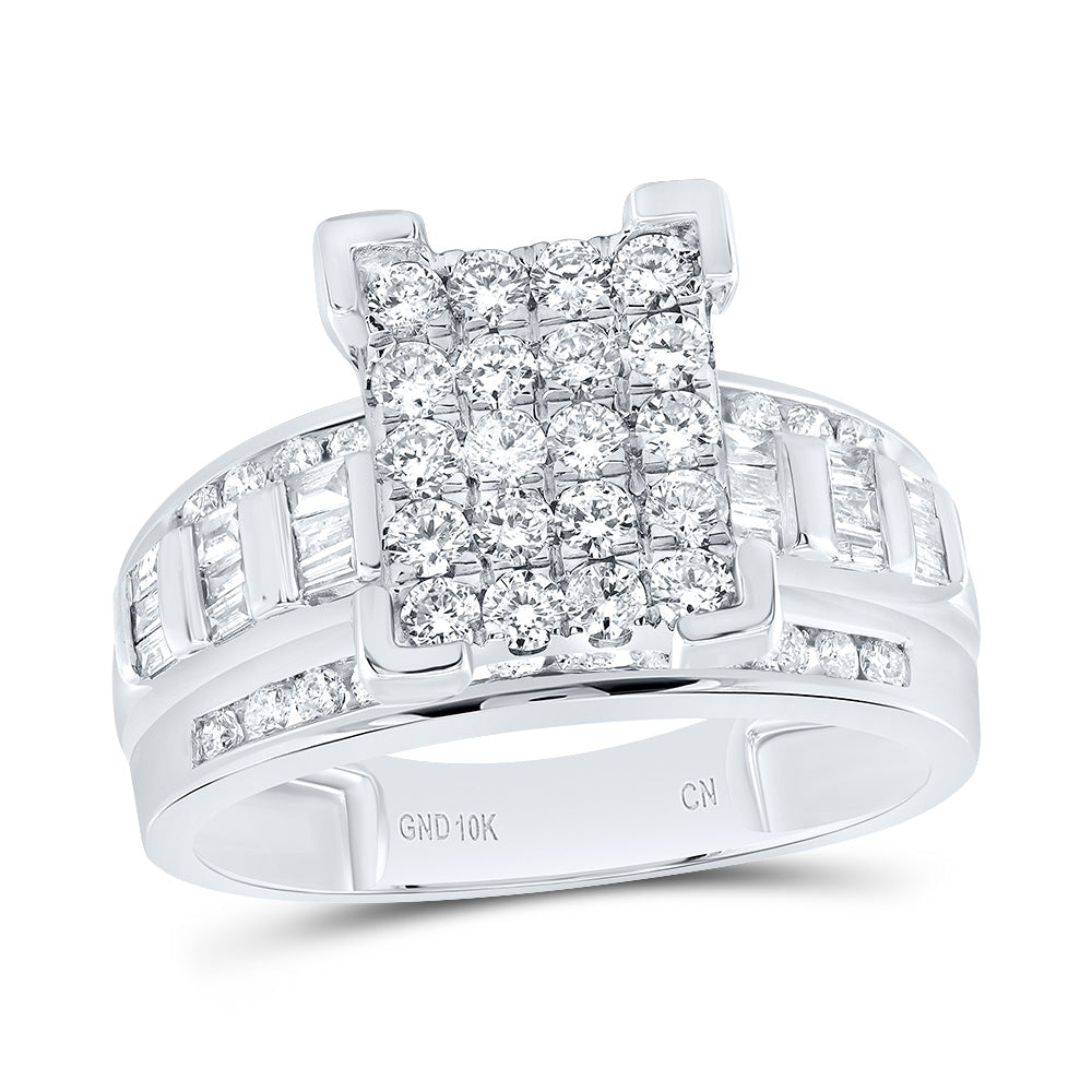 10kt White Gold Round Diamond Cinderella Cluster Bridal Wedding Engagement Ring 1 Cttw