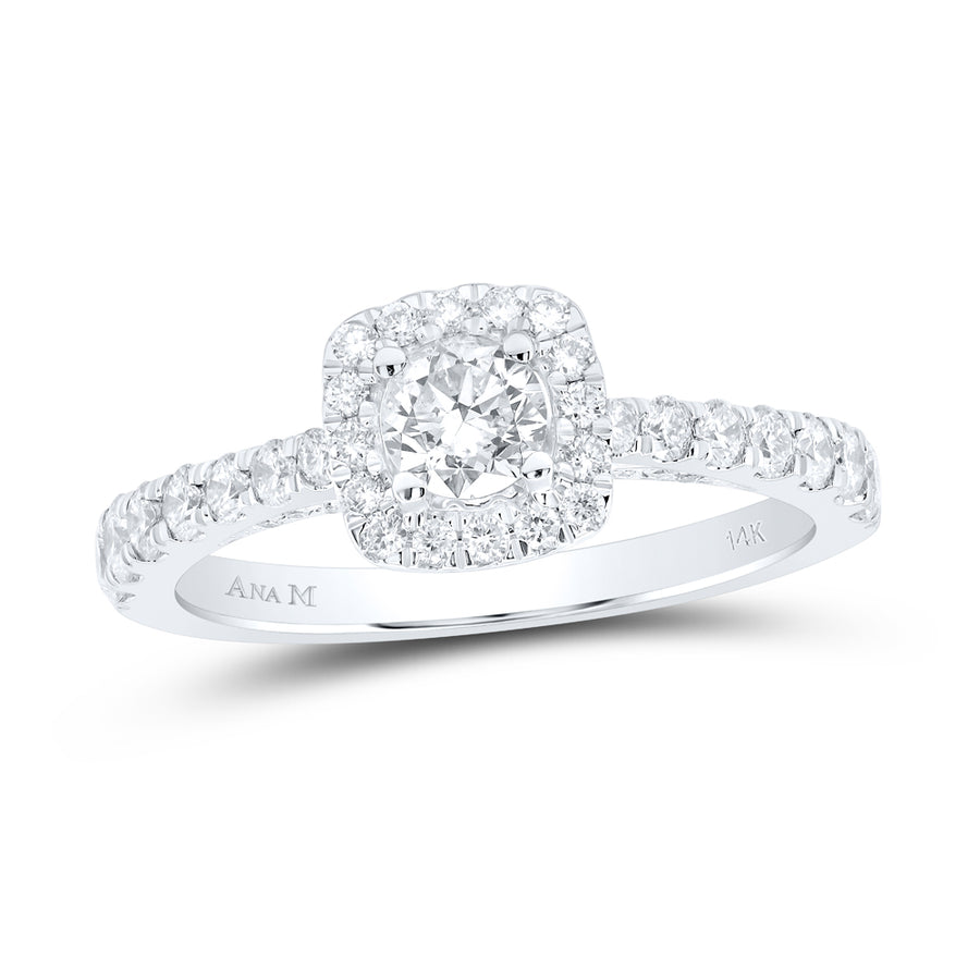 14kt White Gold Round Diamond Halo Bridal Wedding Engagement Ring 1 Cttw