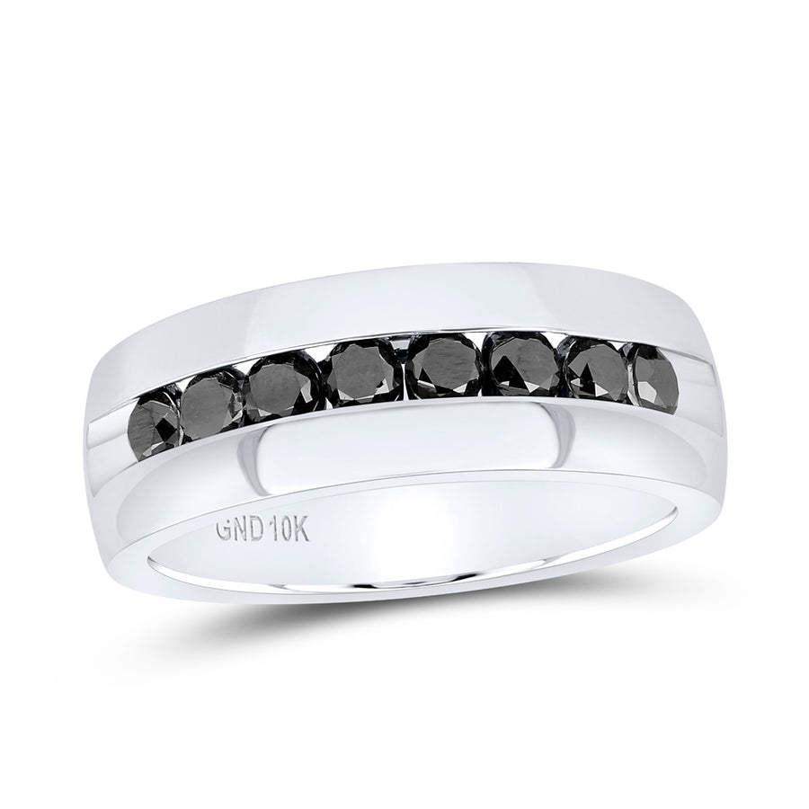 10kt White Gold Mens Round Black Color Enhanced Diamond Fashion Band 1 Cttw