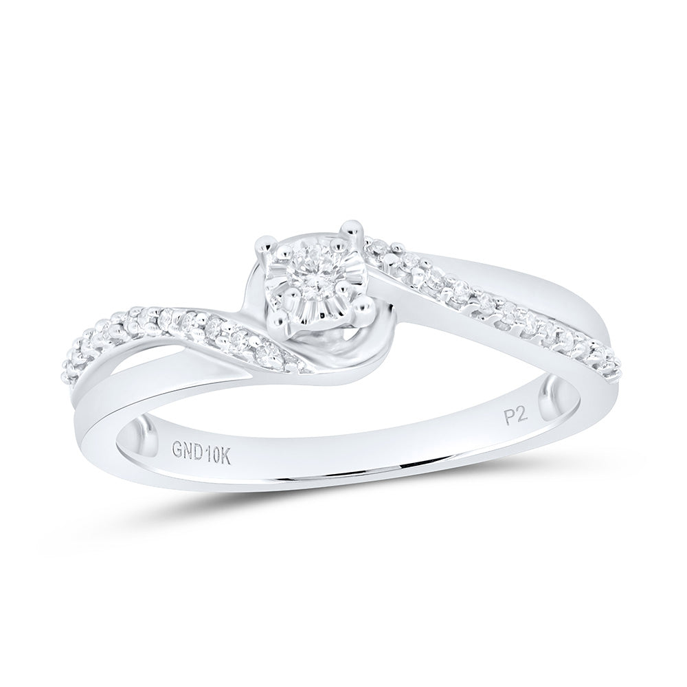 10kt White Gold Round Diamond Solitaire Bridal Wedding Engagement Ring 1/8 Cttw