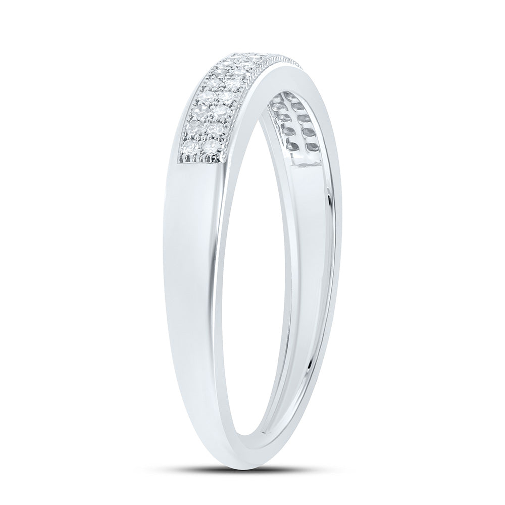 10kt White Gold Womens Round Diamond Pave Band Ring 1/10 Cttw