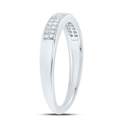 10kt White Gold Womens Round Diamond Pave Band Ring 1/10 Cttw