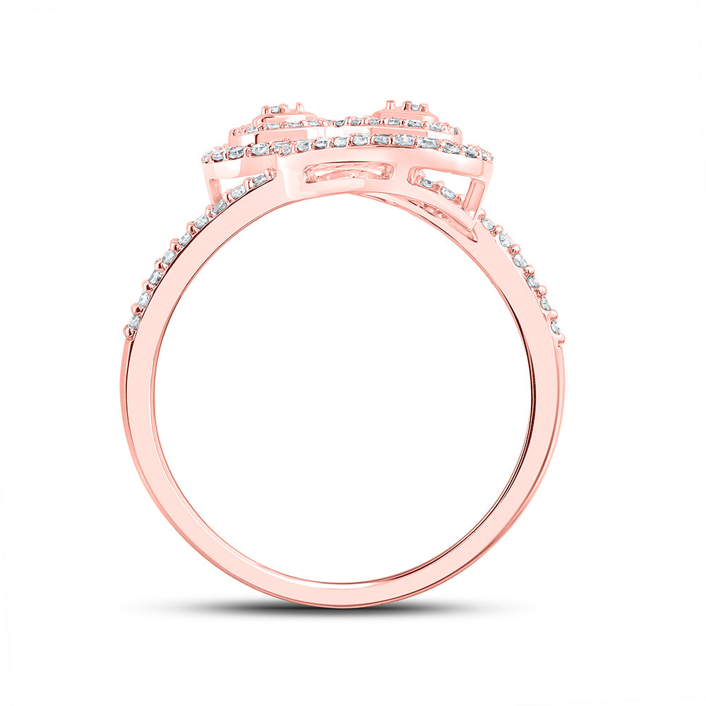 10kt Rose Gold Womens Round Diamond Bypass Teardrop Ring 3/8 Cttw