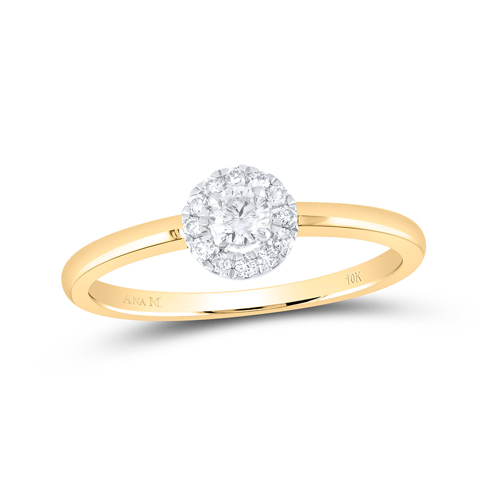 10kt Yellow Gold Womens Round Diamond Solitaire Stackable Band Ring 1/5 Cttw